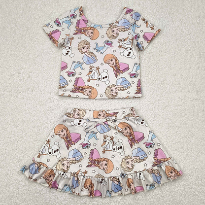 Baby Girls Clothes Cartoon Princess Top Skirts Sets GSD2358 4.10