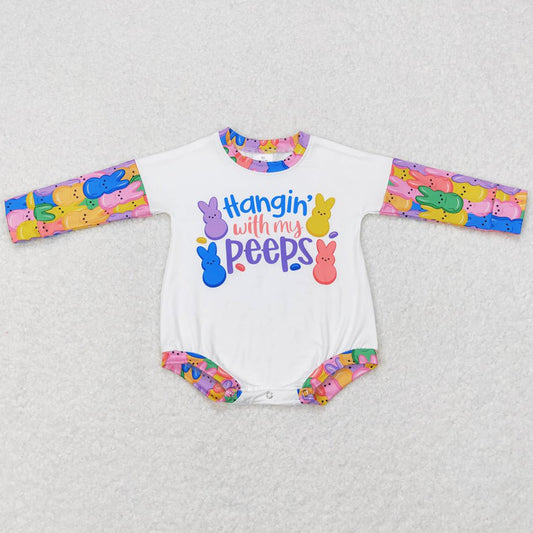 Baby Infant Girls Romper Easter Colorful Rabbits Long Sleeve Rompers LR0792