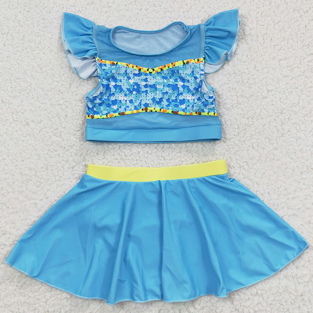 Baby Girls Swimsuit Blue Two pieces Swimsuits S0148