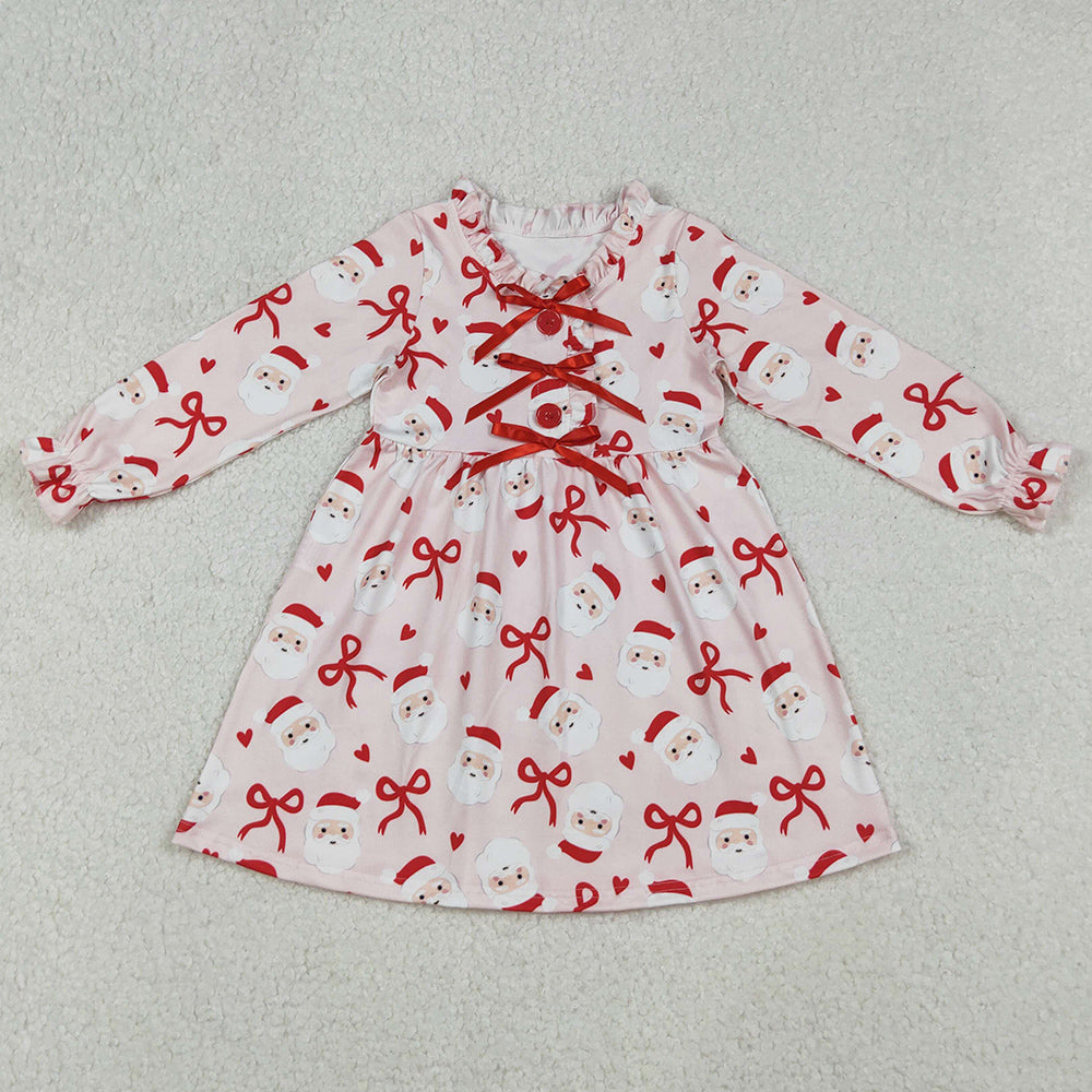 Baby Girls Dress Red Bows Santa Claus Christmas Knee Length Dresses GLD1233 9.13