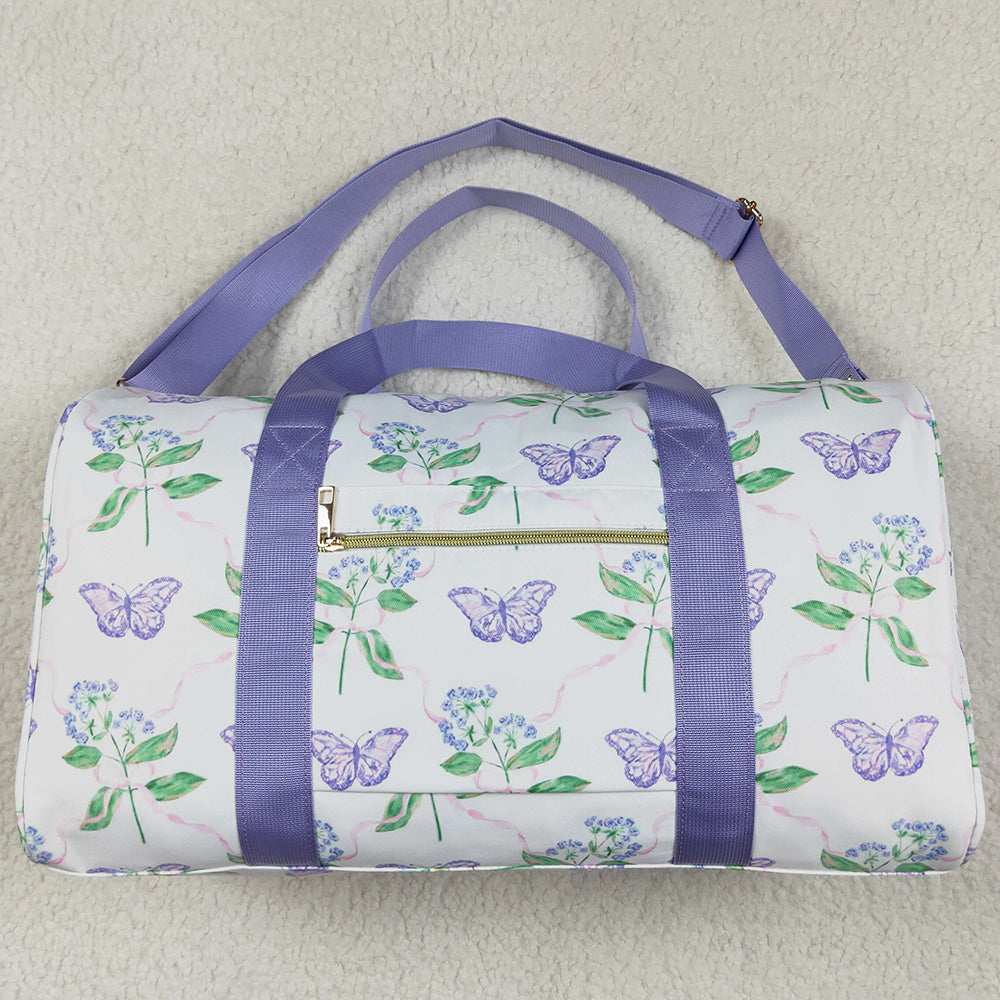 Kids Children Girls Bags Lavender Ruffle Butterfly Floral Print Gym Duffle Bags BA0293 7.7