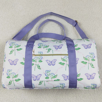 Kids Children Girls Bags Lavender Ruffle Butterfly Floral Print Gym Duffle Bags BA0293 7.7