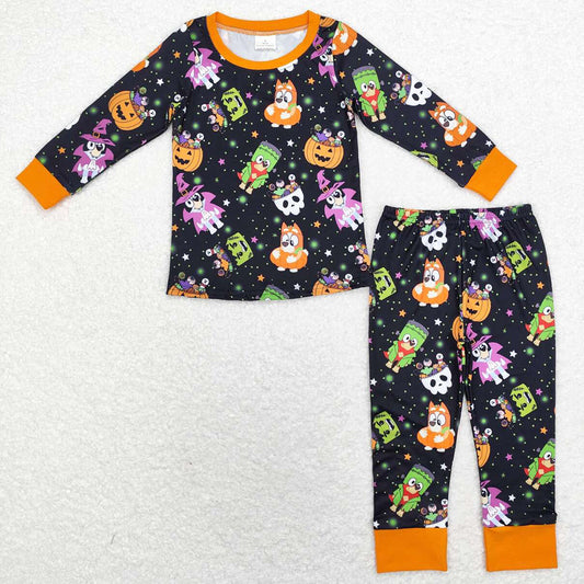 Baby Boys Pajamas Halloween Dog Pumpkin Top Pants Pajamas Sets BLP0825