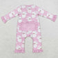 Baby Infant Girls Rompers Christmas Pink Santa Claus Bamboo Zip Rompers LR1414