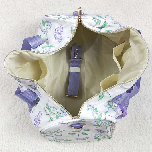 Kids Children Girls Bags Lavender Ruffle Butterfly Floral Print Gym Duffle Bags BA0293 7.7