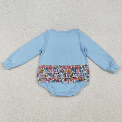 Baby Girls Rompers Floral Embroidery Pumpkins Halloween Ruffle Rompers LR2441 9.13