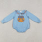 Baby Girls Rompers Floral Embroidery Pumpkins Halloween Ruffle Rompers LR2441 9.13