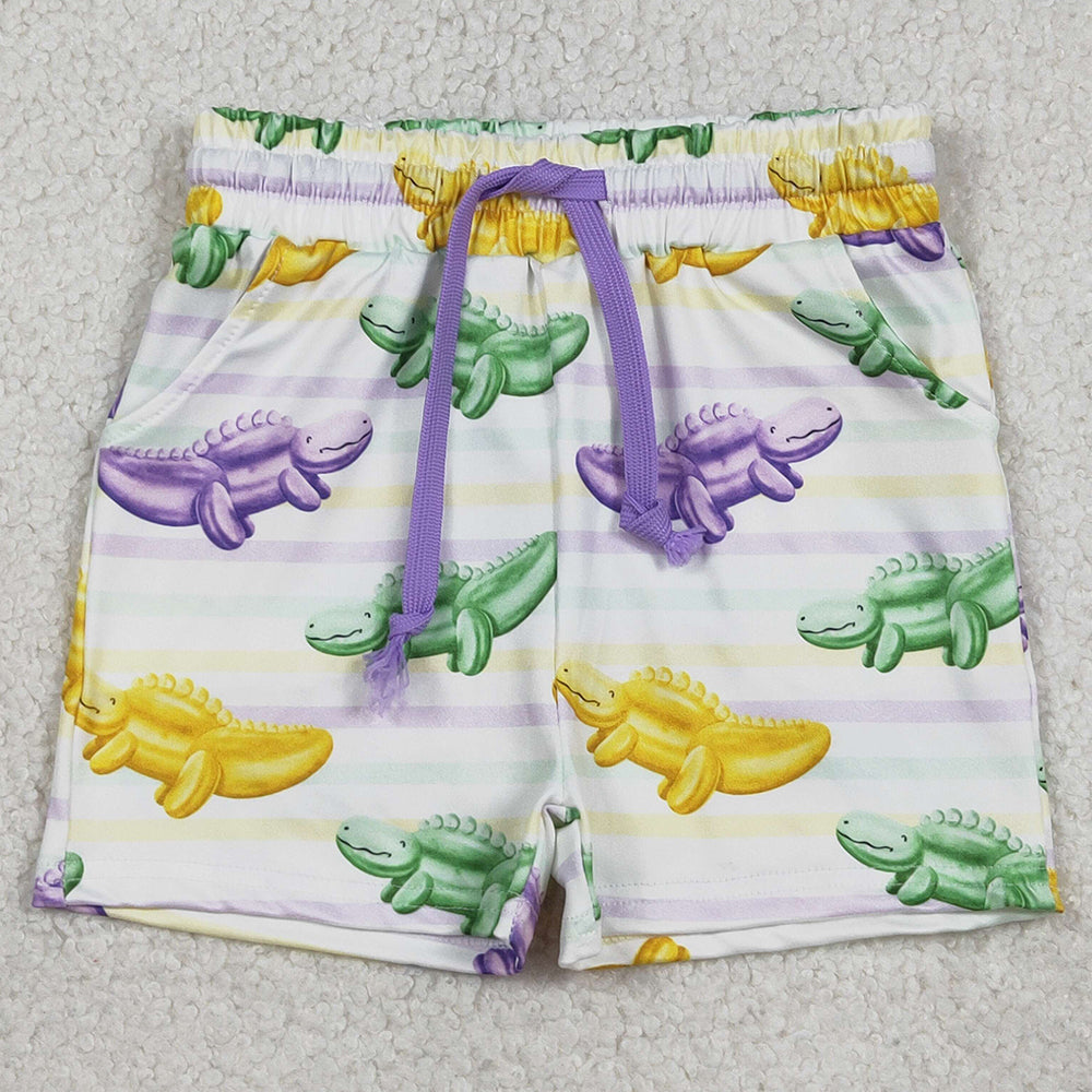 Baby Girls Shorts Mardigras Crocodiles Stripe Pockets Shorts Bottom SS0678 1.2