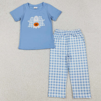 Baby Boys Clothes Embroidery Ghosts Pumpkins Top Pant Halloween Sets BSPO0581 GSPO2058 9.13