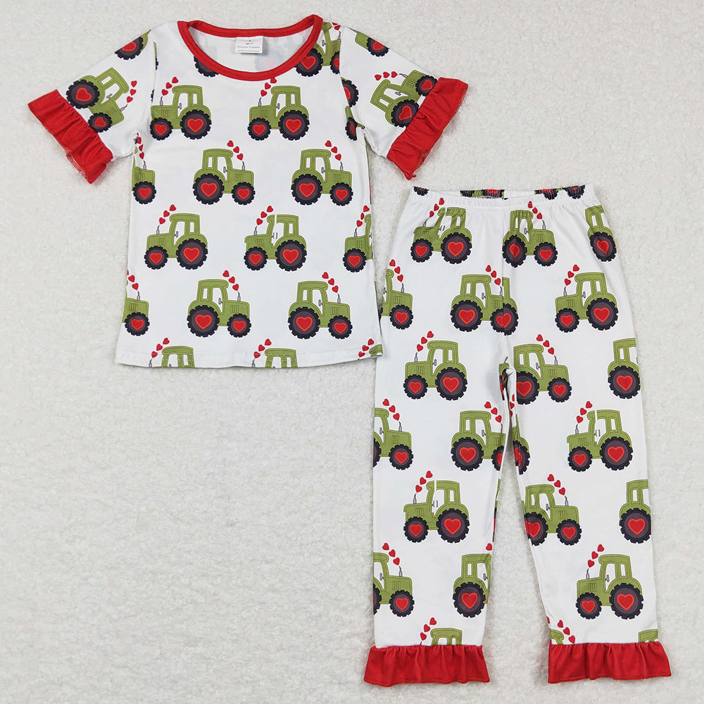 Kids Boys Pajamas Valentines Hearts Tractors Sibling Pajamas Girls Sleepwear GSPO0978 BSPO0200