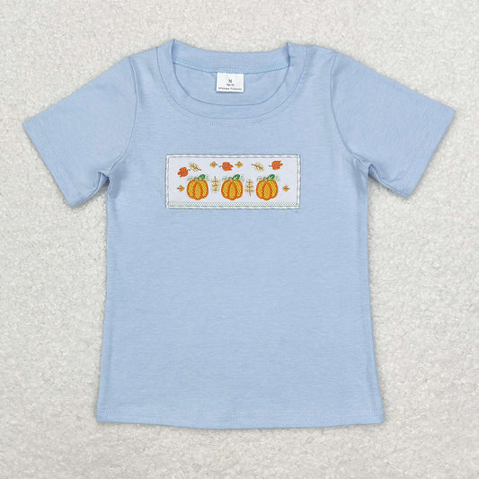 Baby Boys Clothes Tops Fall Pumpkin Leaves Short Sleeve Tee Shirts Tops BT0833