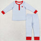 Hot Sale Baby Girls Pajamas Christmas Stripes Santa Claus Top Pants Pajamas Sets GLP1529