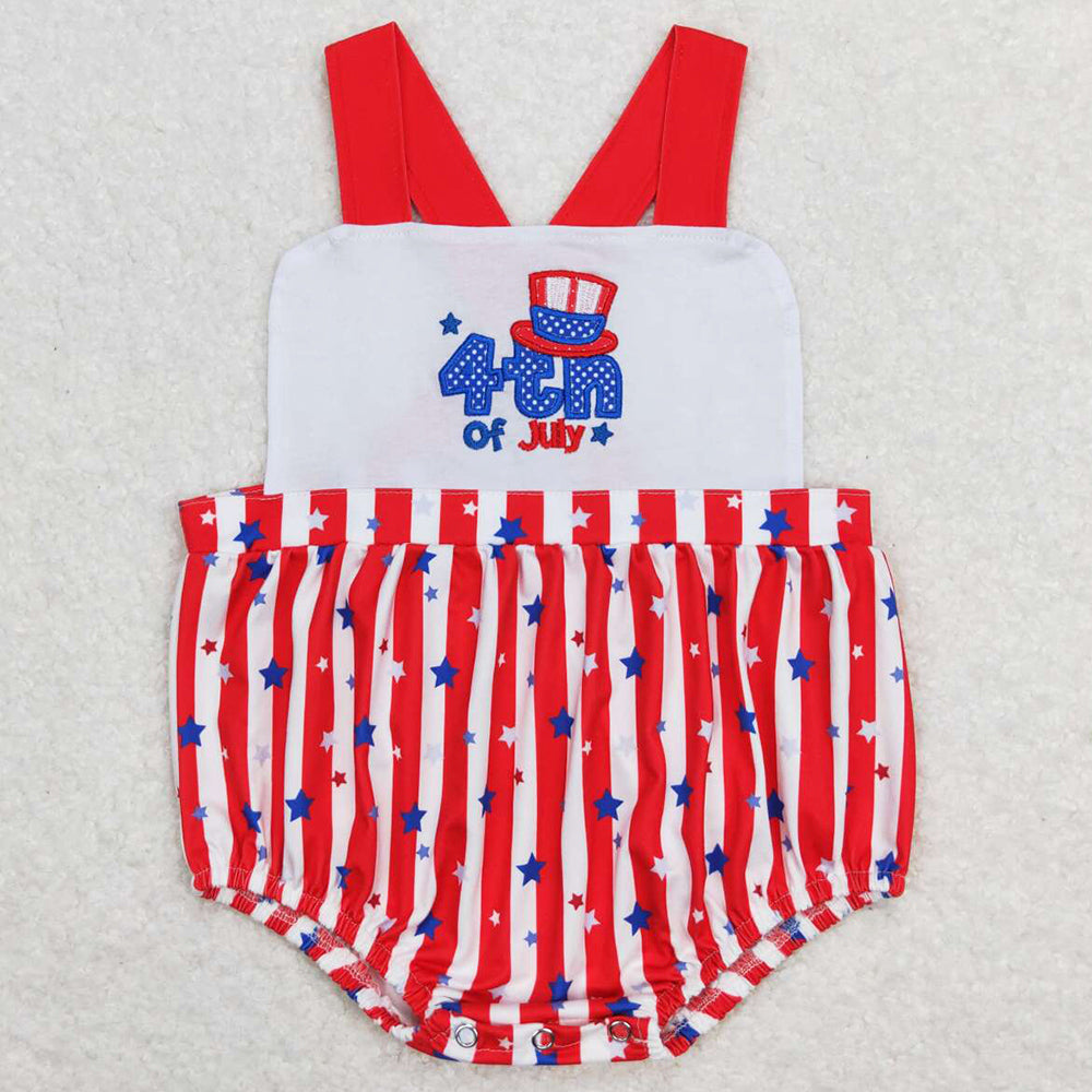 Baby Infant Boys Rompers Stars 4th Of July Straps Stripes Rompers SR0810