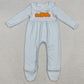 Baby Girls Rompers Embroidery Pumpkins Blue Plaid Fall Footed Rompers LR2560 9.13