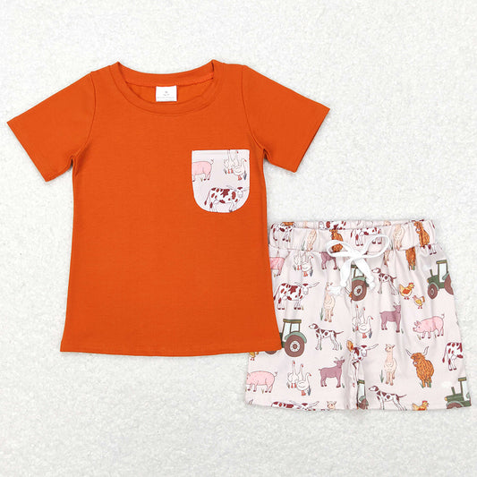 Baby Boys Clothes Farm Pocket Short Sleeve Tops Shorts Sets BSSO0339