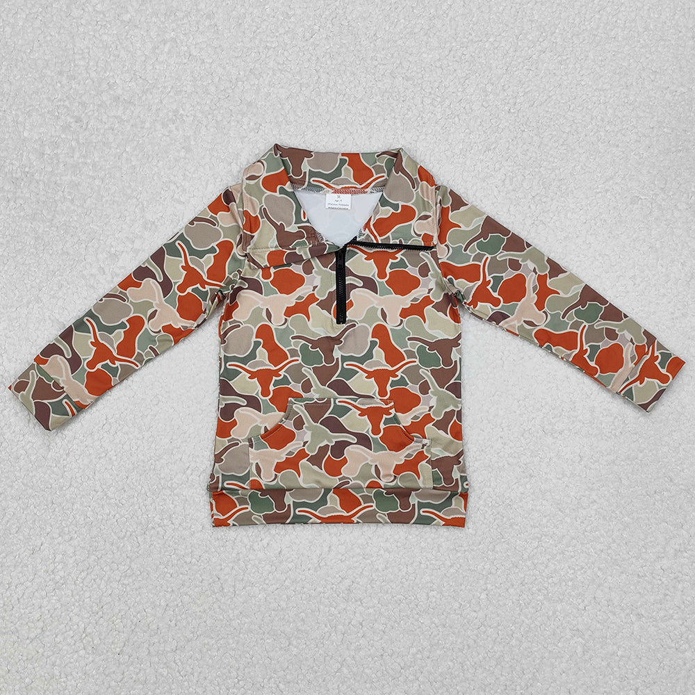 Boutique Baby Boys Clothes Camo Long Sleeve Zip Pullovers Tops BT1069