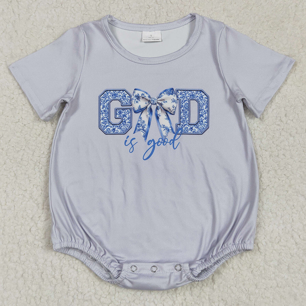 Baby Infant Girls Rompers Grey God Is Good Bow Rompers SR2772 4.21