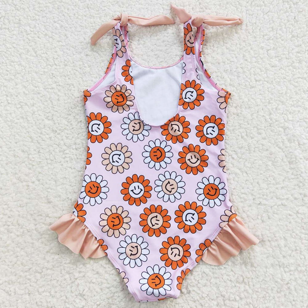 Flower Print Cute Girls Swimsuit S0151