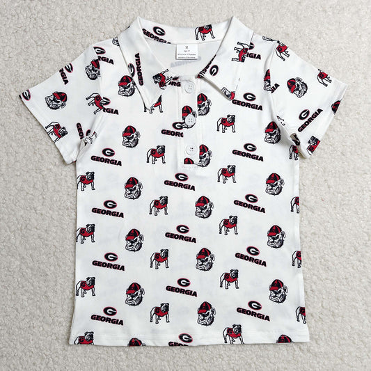 Baby Boys Clothes Short Sleeve Georgia Team Button Polo Shirts Top BT1756