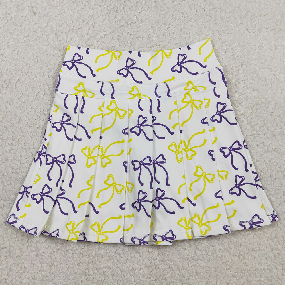 Baby Girls Skirts Purple Yellow Bows Yoga Active Pleated Skirt Shorts Bottom GLK0212