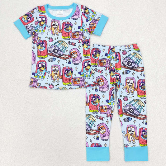 Baby Boys Pajamas Dogs Camp Short Sleeve Top Pants Pajamas Sets BSPO0383