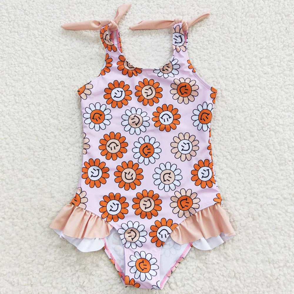 Flower Print Cute Girls Swimsuit S0151