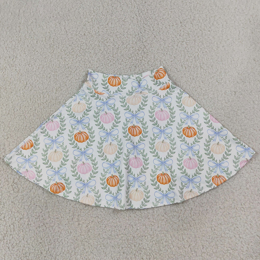 Baby Girls Skirts Colorful Pumpkins Bows Checked Fall Yoga Active Skirt Shorts Bottom GLK0317