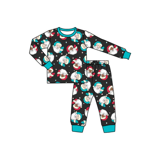 Preorder (moq 5)Baby Boys Long Sleeves Santa Stars Plaid Top Pant Pajamas Set 7.1