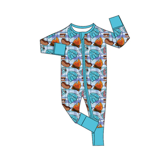 Preorder(moq 5)Baby Infant Boys Long Sleeves Camping Food Zipper Rompers 7.31