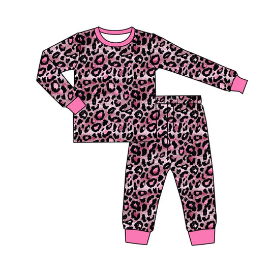 Preorder (moq 8)Baby Boys Pink Black Leopard Top Pants Pajamas Sets 9.18