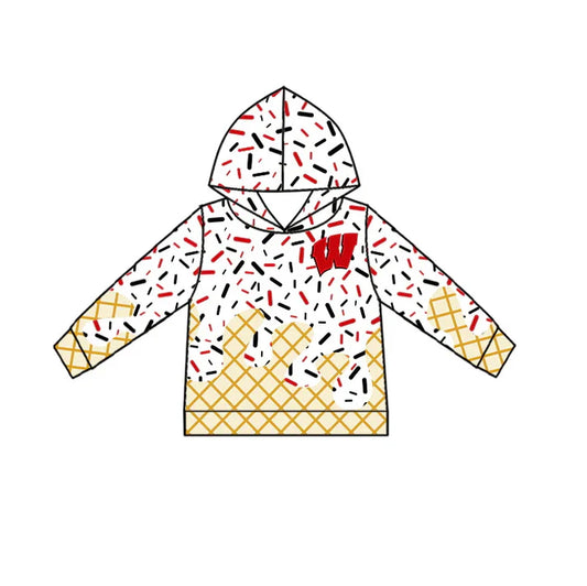 Preorder(moq 5) W red ice cream sprinkle toddler kids team hoodie 8.19