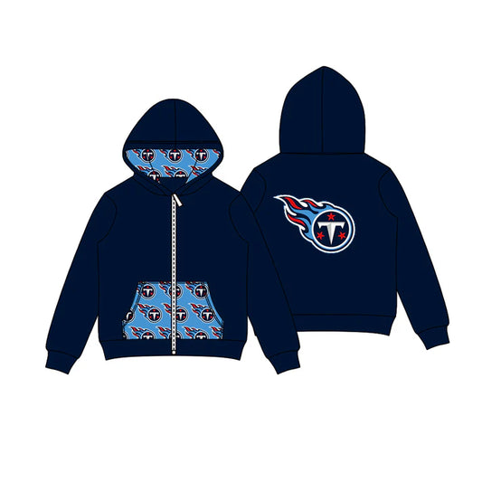 Preorder (moq 5)Baby Boys Navy T Stars Team Pocket Zipper Hoodies Tops 8.2