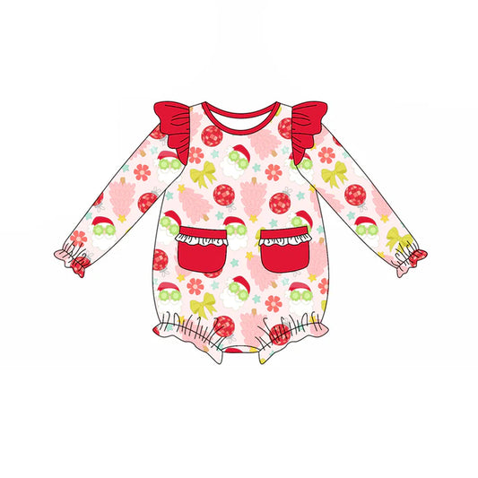 Preorder(moq 5)Baby Girls Christmas Tree Santa Disco Pockets Rompers 8.12