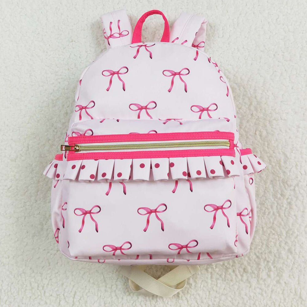 Baby Kids Girls Backpacks Pink Bows Backpack Zip Back Bags BA0233