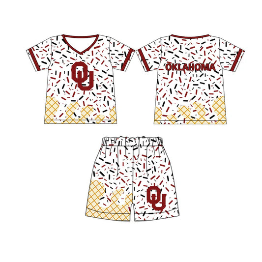 preorder(moq 5) Baby Boys Oklahoma Team Short Sleeve Tee Shirt Shorts Clothes Sets 5.29