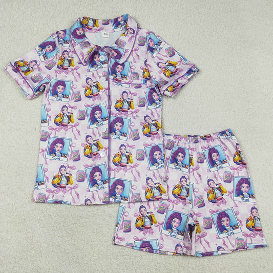 Adult Women Pajamas Demon Hunter Button Pocket Top Shorts Pajamas Set GSSO2962 1.2