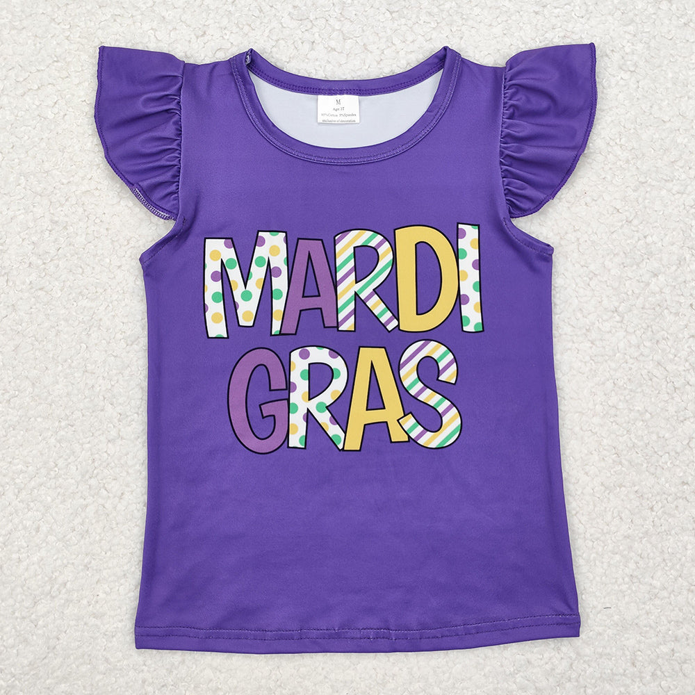 Baby Girls T-shirts Mardi Gras Purple Tee Shirts Tops GT0814