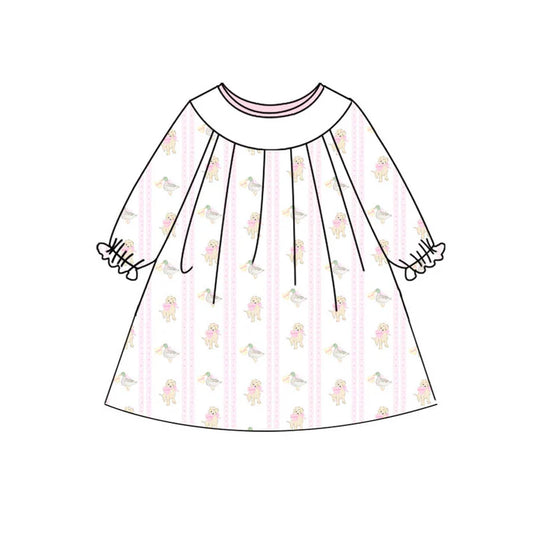 Preorder(moq 5) Baby Girls Hearts Dogs Ducks Valentine Knee Length Dresses 10.23