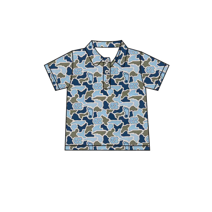 Preorder (moq 5)Baby Boys Southern Blue Camo CN Team Button Polo Shirts Top 1.8