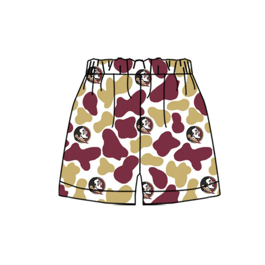 MOQ 5 pcs feather maroon camo kids boys team shorts 8.18