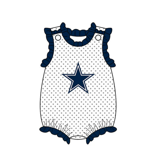 Preorder (moq 5)Baby Girls Polka Dots Stars Team Ruffle Rompers 12.13