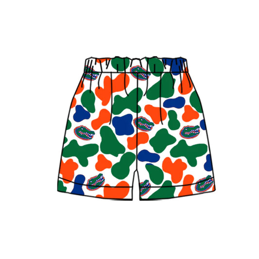 MOQ 5 pcs crocodile green camo kids boys team shorts 8.18