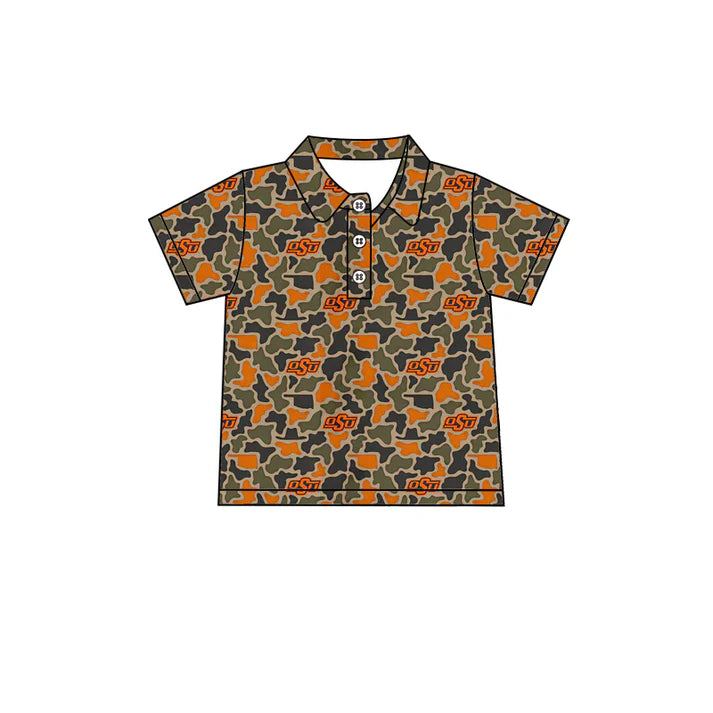 Preorder (moq 5)Baby Boys Southern Orange OSU Team Button Polo Shirts Top 1.7