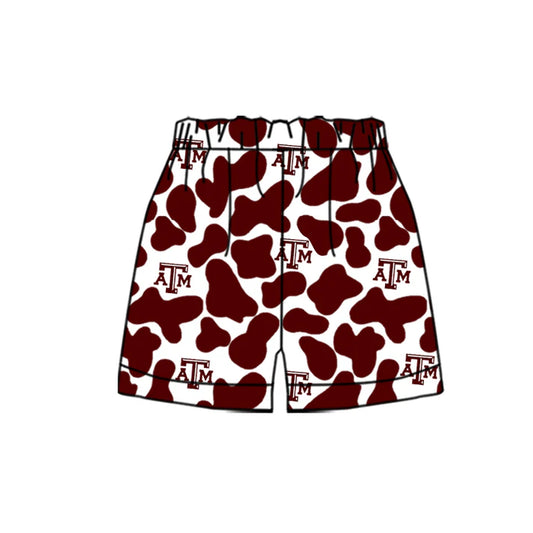 MOQ 5 pcs A T M maroon camo kids boys team shorts 8.18