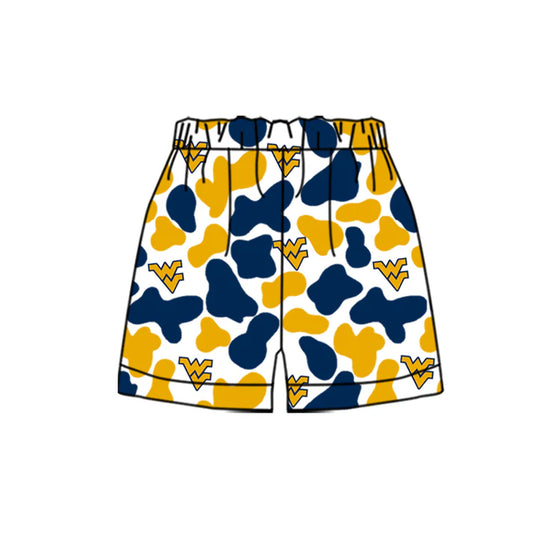 MOQ 5 pcs W V yellow camo kids boys team shorts 8.18