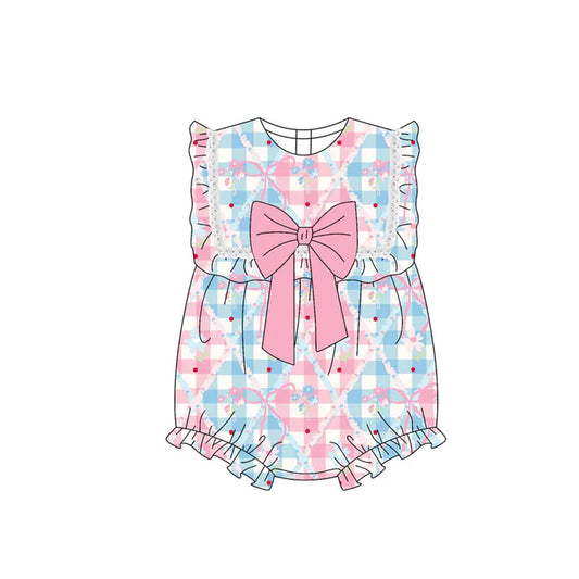 Preorder (moq 5)Baby Girls Bows Flowers Checked Ruffle Rompers 10.21