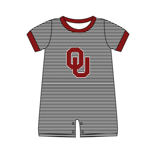 Preorder (moq 5)Baby Boys Black Stripe OU Team Shorts Rompers 12.13