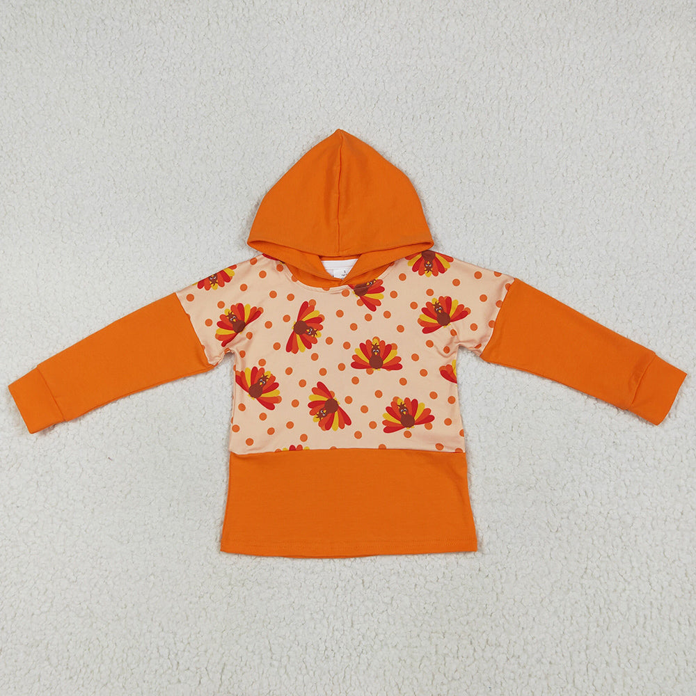 Baby Boys T-shirts Thanksgiving Orange Long Sleeves Turkey Hoodies Tops BT1247 6.25