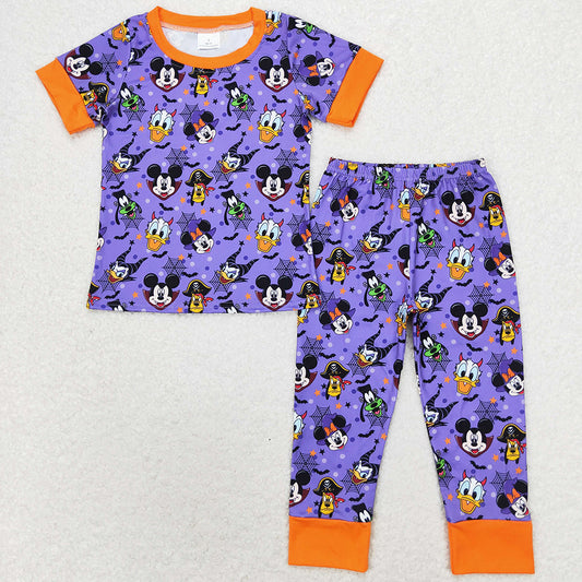 Baby Girls Pajamas Halloween Cartoon Purple Top Pants Pajamas Sibling Sets GSPO1608