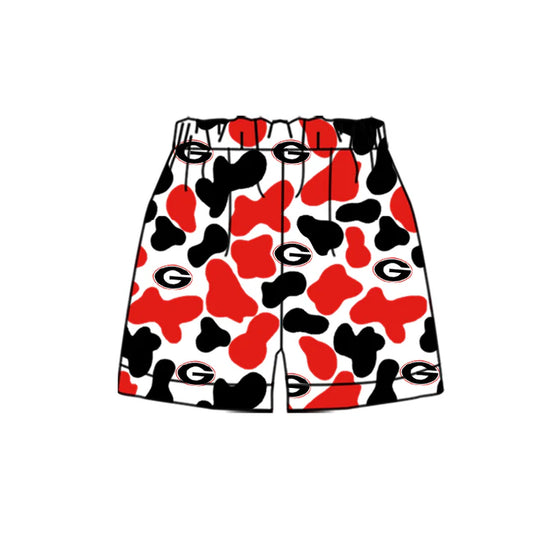 MOQ 5 pcs G red black camo kids boys team shorts 8.18